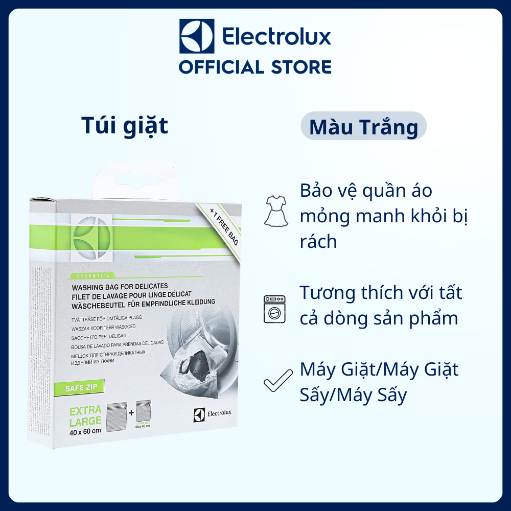 Túi giặt Electrolux E4WSWB41, tương thích tất cả dòng sản phẩm Máy Giặt/Máy Giặt Sấy/Máy Sấy