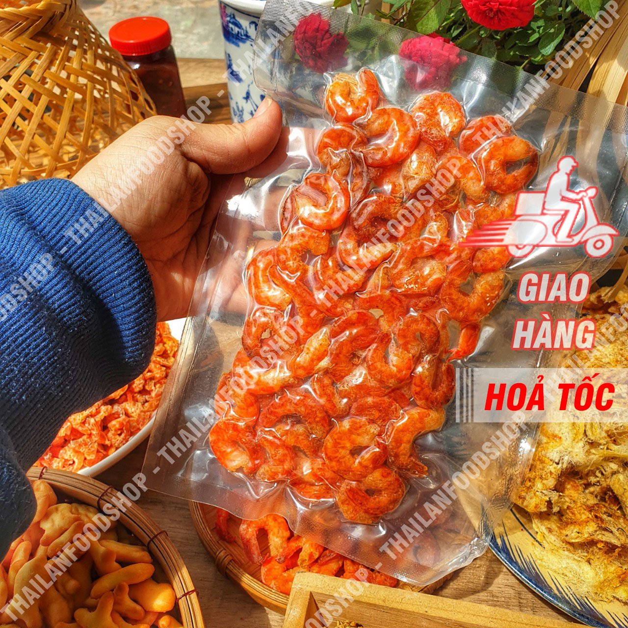 Tôm biển tươi sấy mộc size to túi 100gram