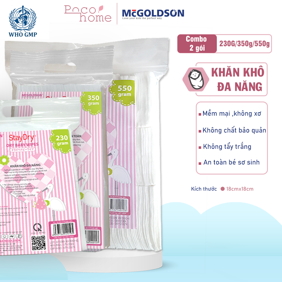 [HCM]Combo 2 gói khăn vải khô đa năng cao cấp Staydry 230g/350g/550g- an toàn 100% CHO BÉ