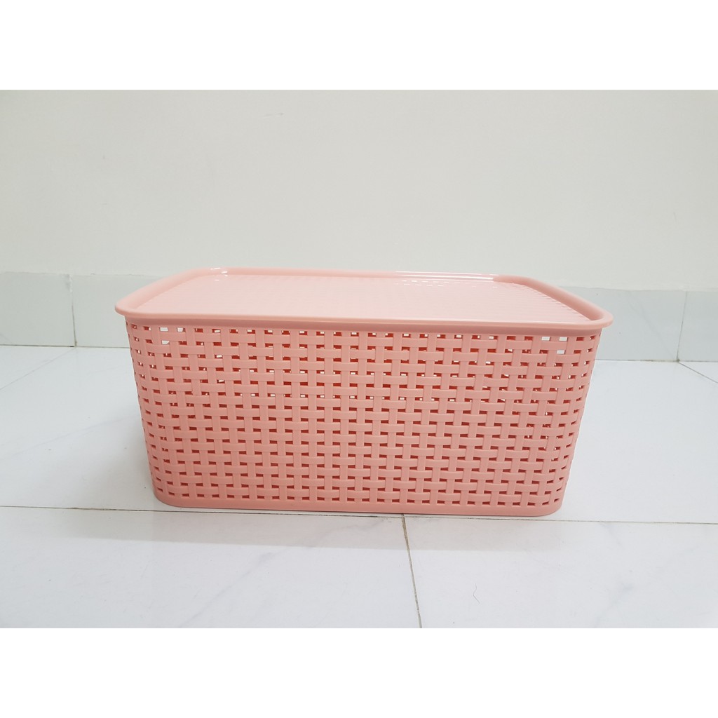 Giỏ đựng đồ đa năng có nắp đậy phong cách Hàn Quốc , cỡ trung- Song Long