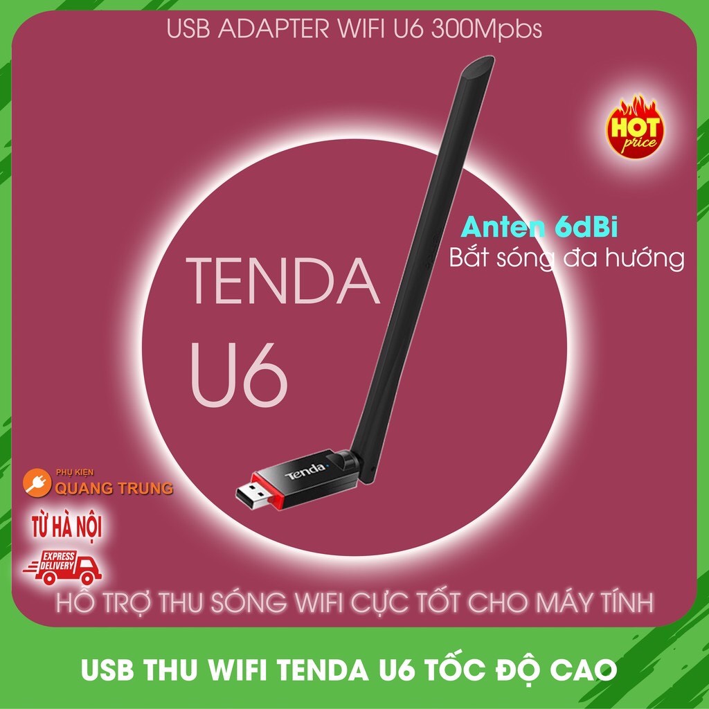 USB wifi Tenda U6,bộ thu wifi 300mbps tốc độ cao đáng giá dành cho PC