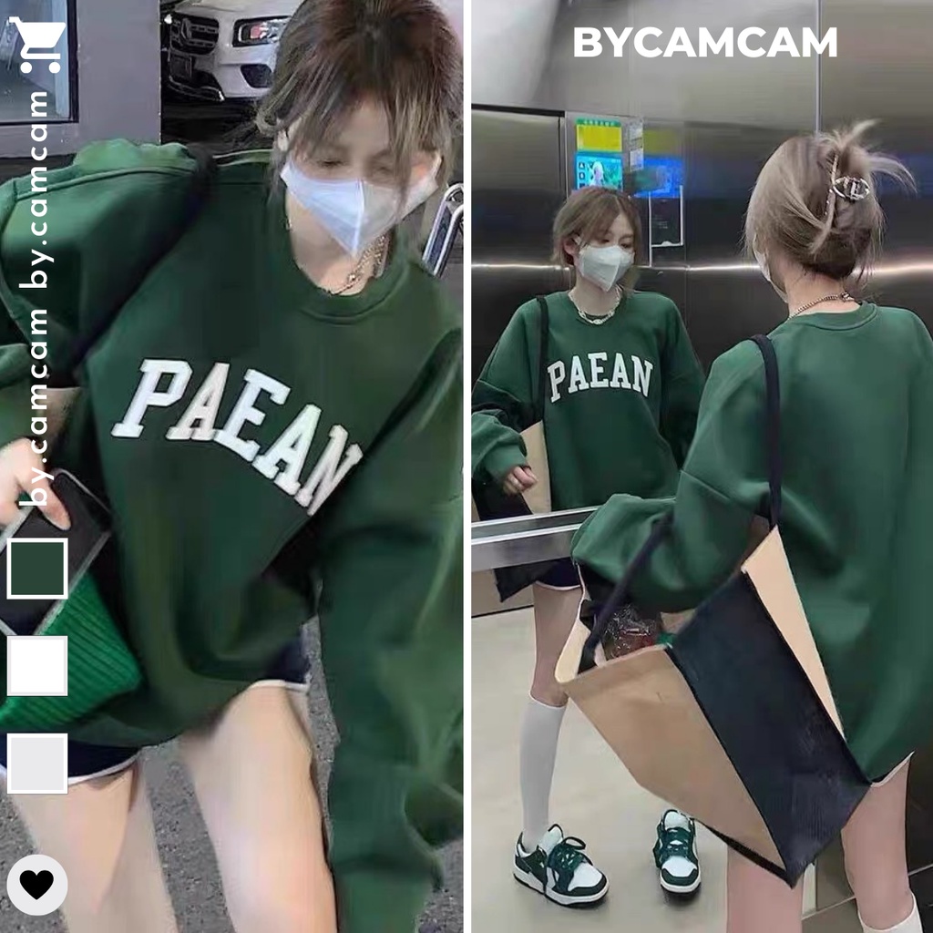 Áo nỉ sweater xanh rêu năng động, áo nỉ mẫu mới mùa đông 2022 𝘽𝙮.𝘾𝙖𝙢𝙘𝙖𝙢