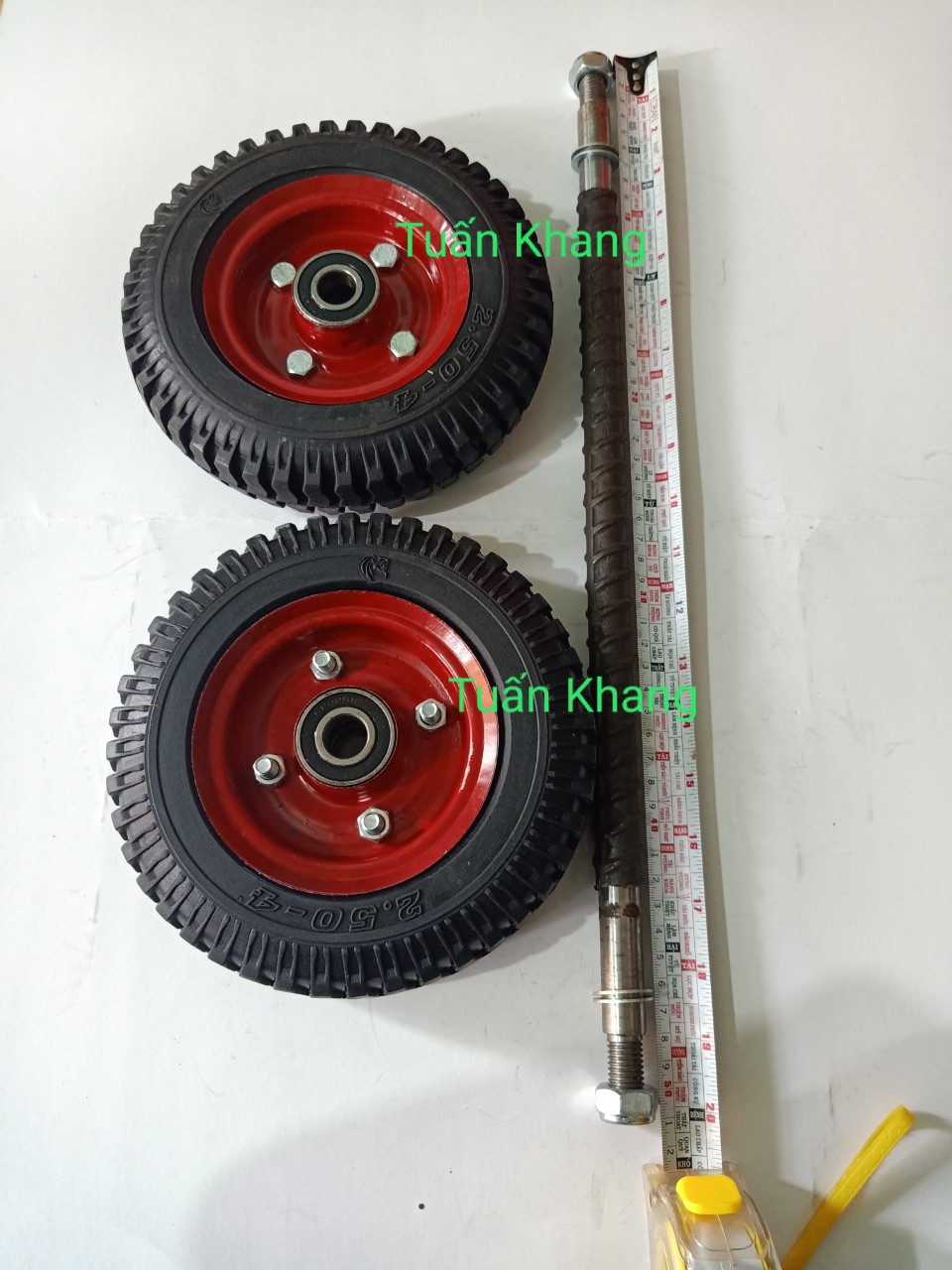 Combo 2 bánh xe và trục bánh xe 50cm 17ly(17mm)
