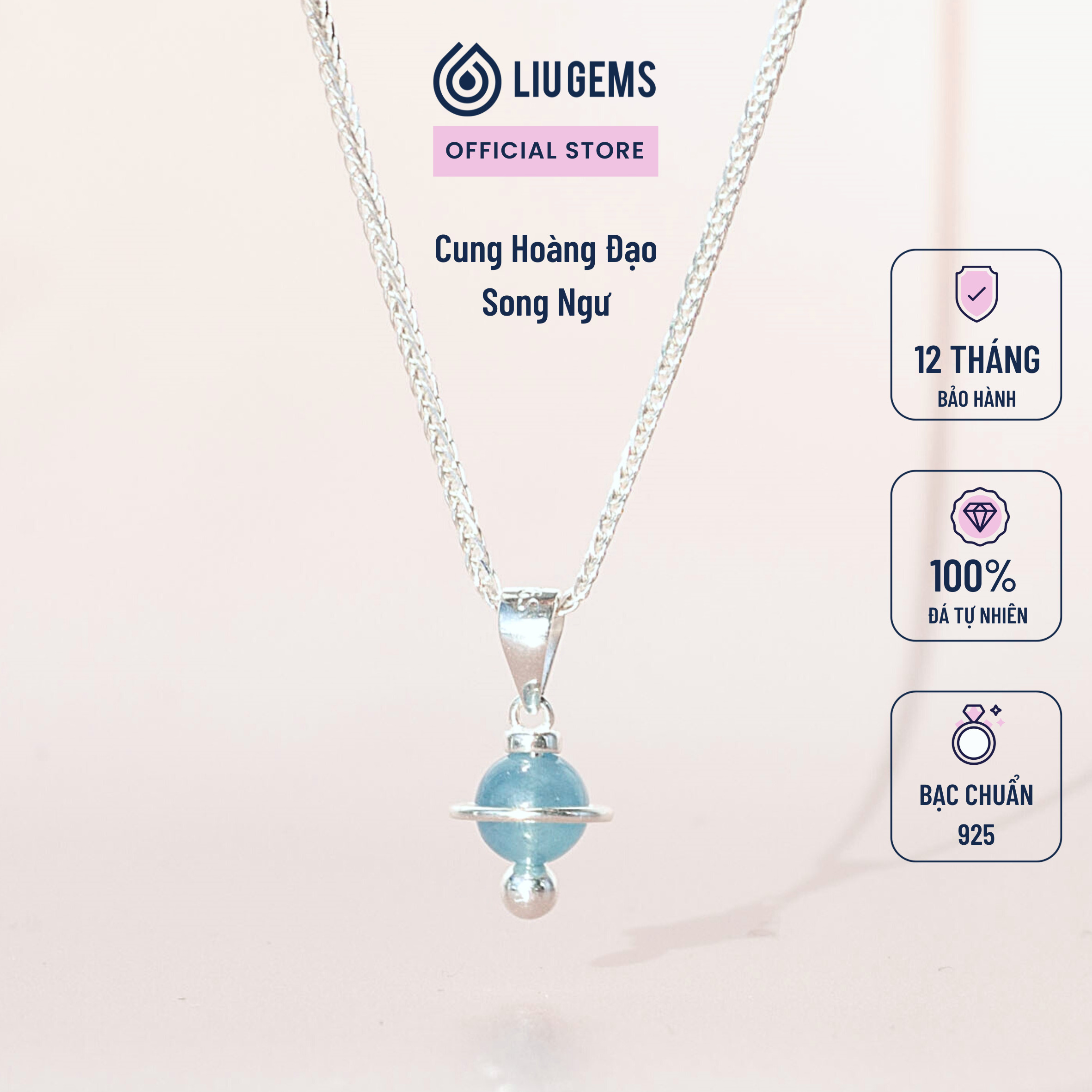 Dây chuyền cung hoàng đạo cho nữ liugems bạc 925 mix đá phong thuỷ dc17