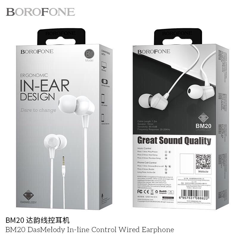 Tai nge nhạc Borofone BM20 chính hãng Bảo hành 6 tháng trên toàn Quốc tương thích với tất cả dòng máy chậy hệ điều hành android