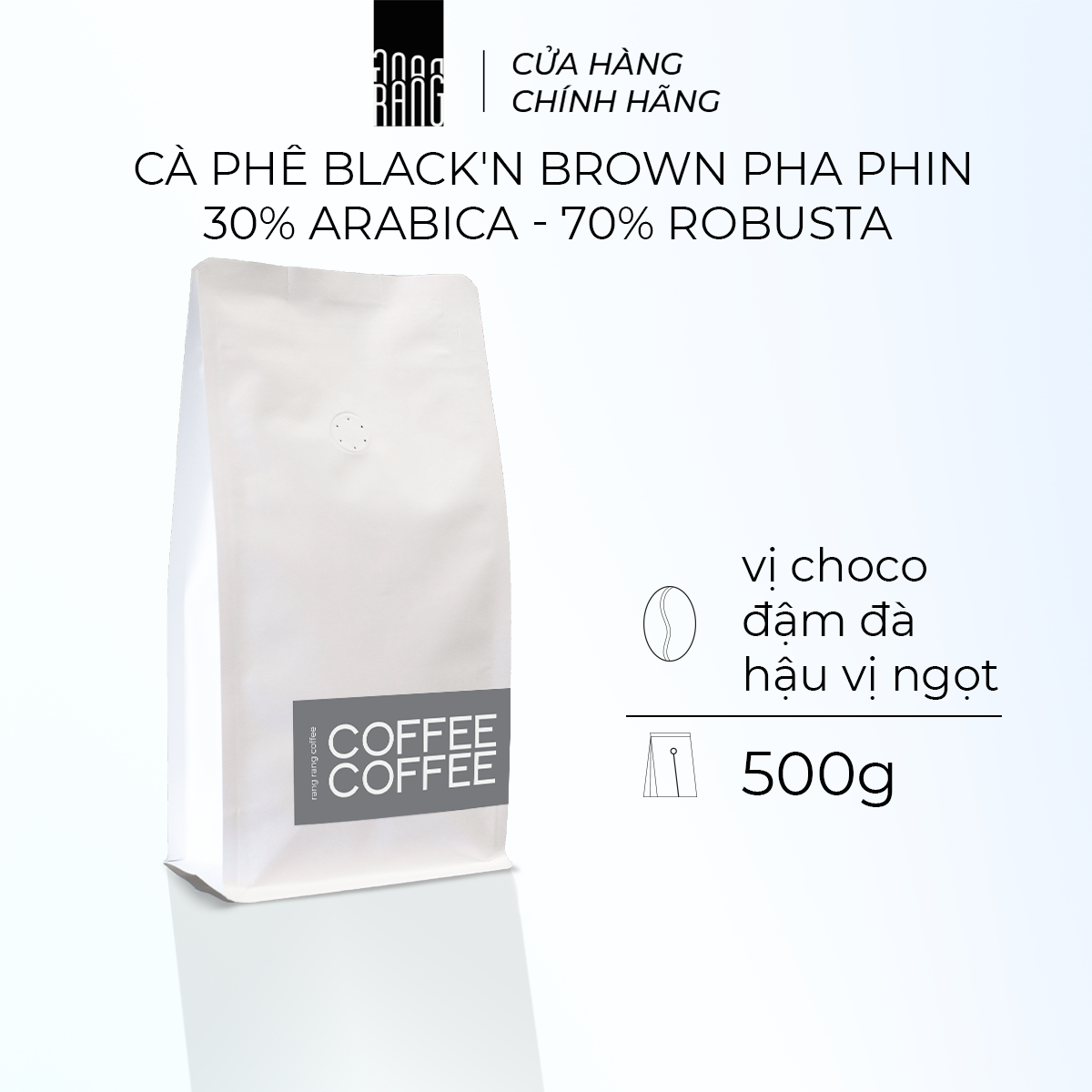 Cà phê rang xay nguyên chất black'n brown việt nam - blend robusta & arabica, pha phin, pha espresso, vị socola đen, đậm đà rang rang coffee 500gr