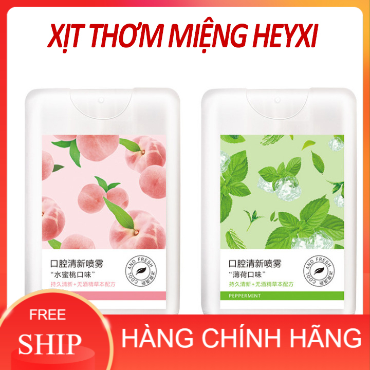 Xịt Thơm Miệng Heyxi Vị Đào, Bạc Hà Thơm Mát - Xịt thơm miệng chiết xuất từ thảo dược thiên nhiên kháng khuẩn [ HOA VIỆT SHOP]  A45