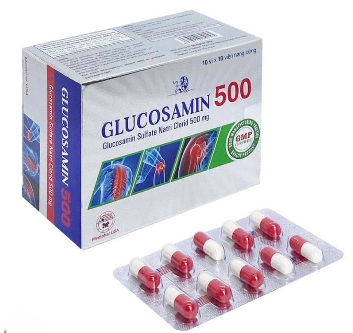 GLUCOSAMIN 500 mg Giúp xương chắc khớp khỏe, ngăn ngừa thoái hóa khớp tái tạo mô sụn khớp to