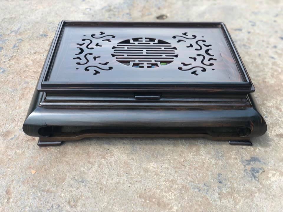 Khay trà cao cấp gỗ mun hoa kích thước 38*48 cm cao 15 cm