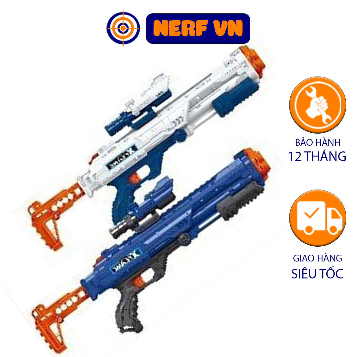  Đồ Chơi Neft Phóng Xốp Cỡ Lớn ShotGun Tặng Kèm 12 Viên Xốp + Ống Ngắm X4: Nhựa ABS Bền - 2 Màu Xanh Dương + Trắng - CJ-2251447 