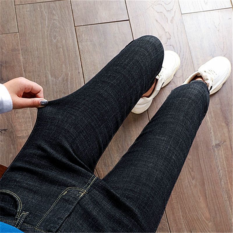 Quần jean nữ đen xước bố lưng cao co giãn tốt - quần jeans nữ lưng cao co giãn tốt - m04d4