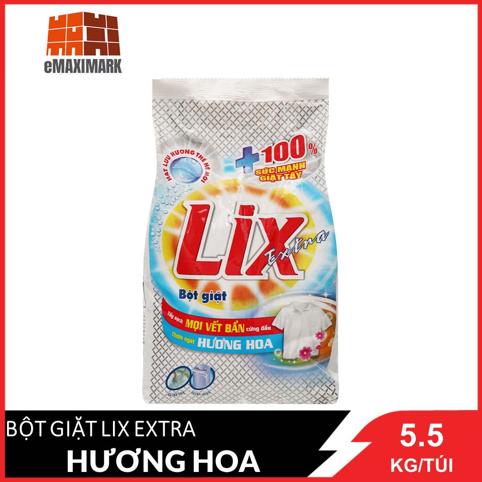 Bột giặt lix extra hương hoa túi 5.5kg