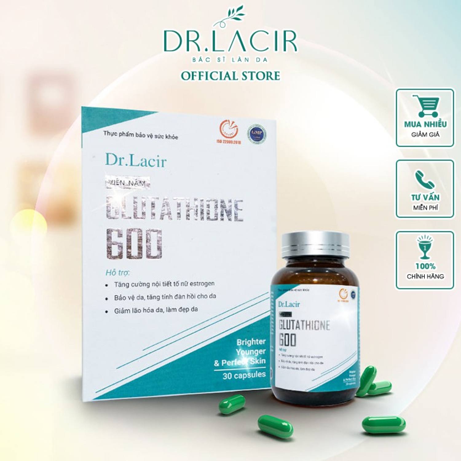 Viên uống trắng da ngừa nám dr.laicr glutathione 600 dr22