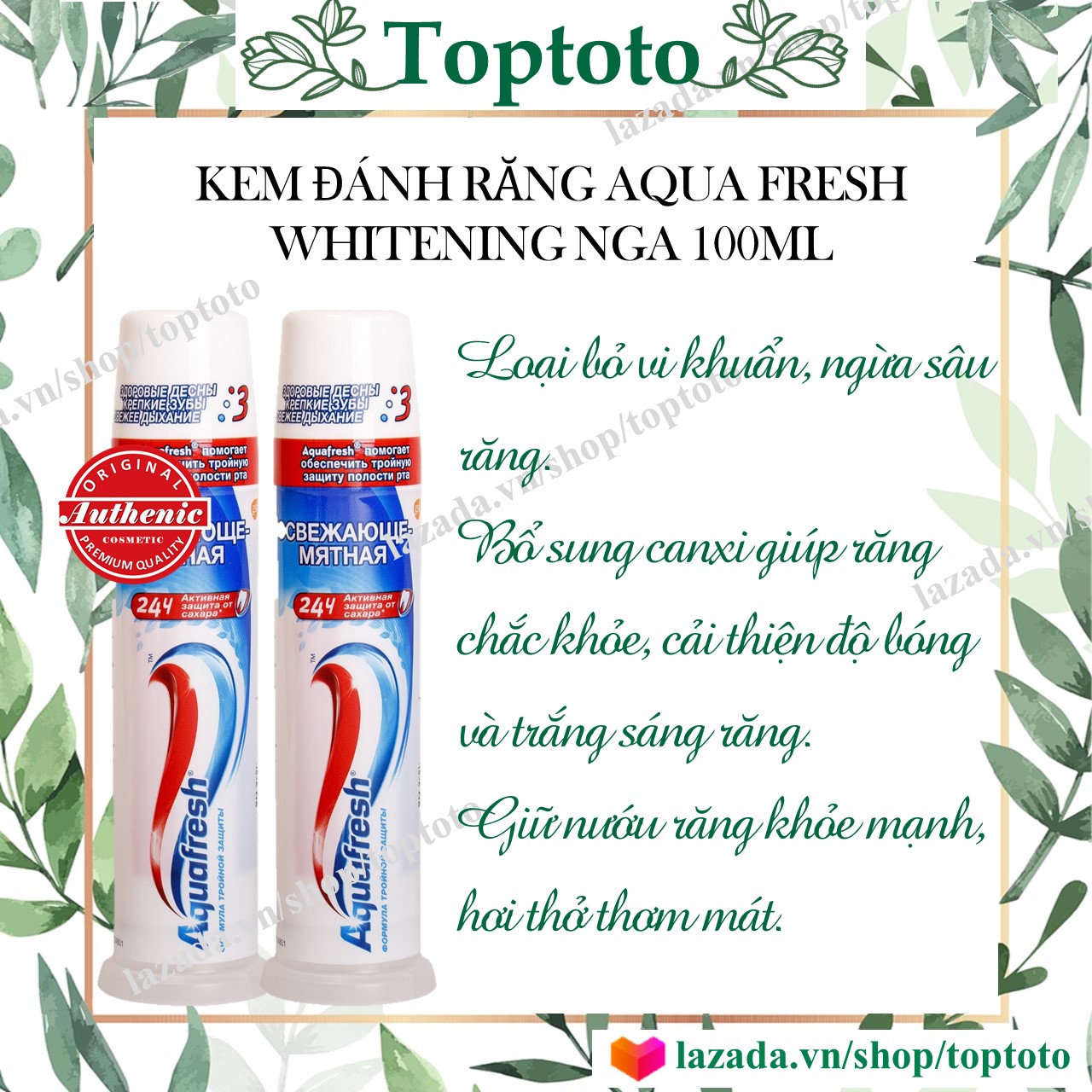 Kem đánh răng aquafresh nga dạng ống