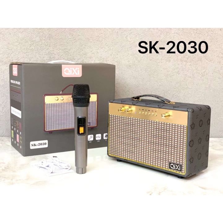 Loa hát karaoke bluetooth qixi sk2030, tặng kèm 1 micro không dây - loa xách tay sang trọng, pin trâu, loa bluetooth bass mạnh, bảo hành 12 tháng