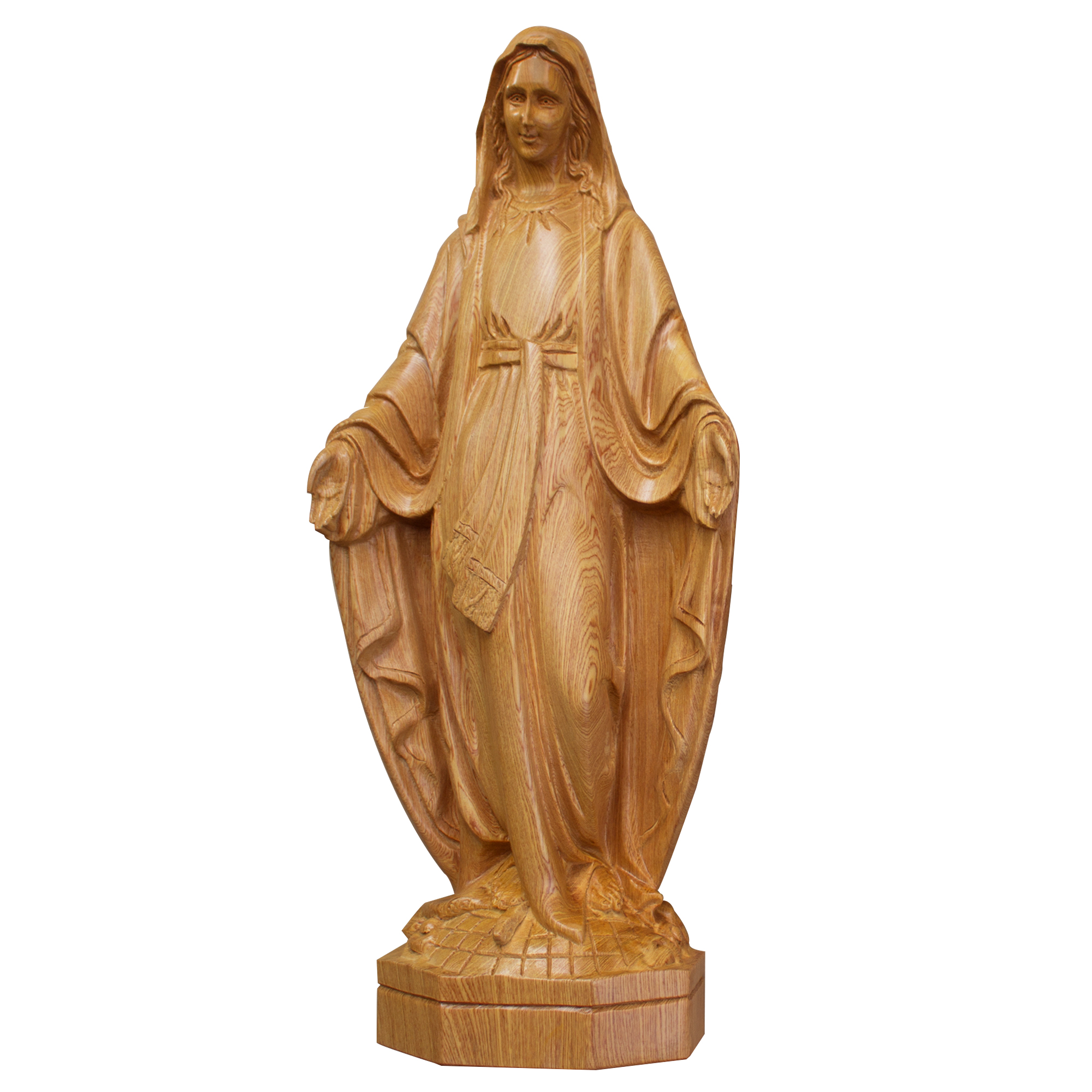 Tượng công giáo đức mẹ maria ban ơn gỗ pơmu đặt bàn thờ thờ phượng kích thước 3-5 tấc