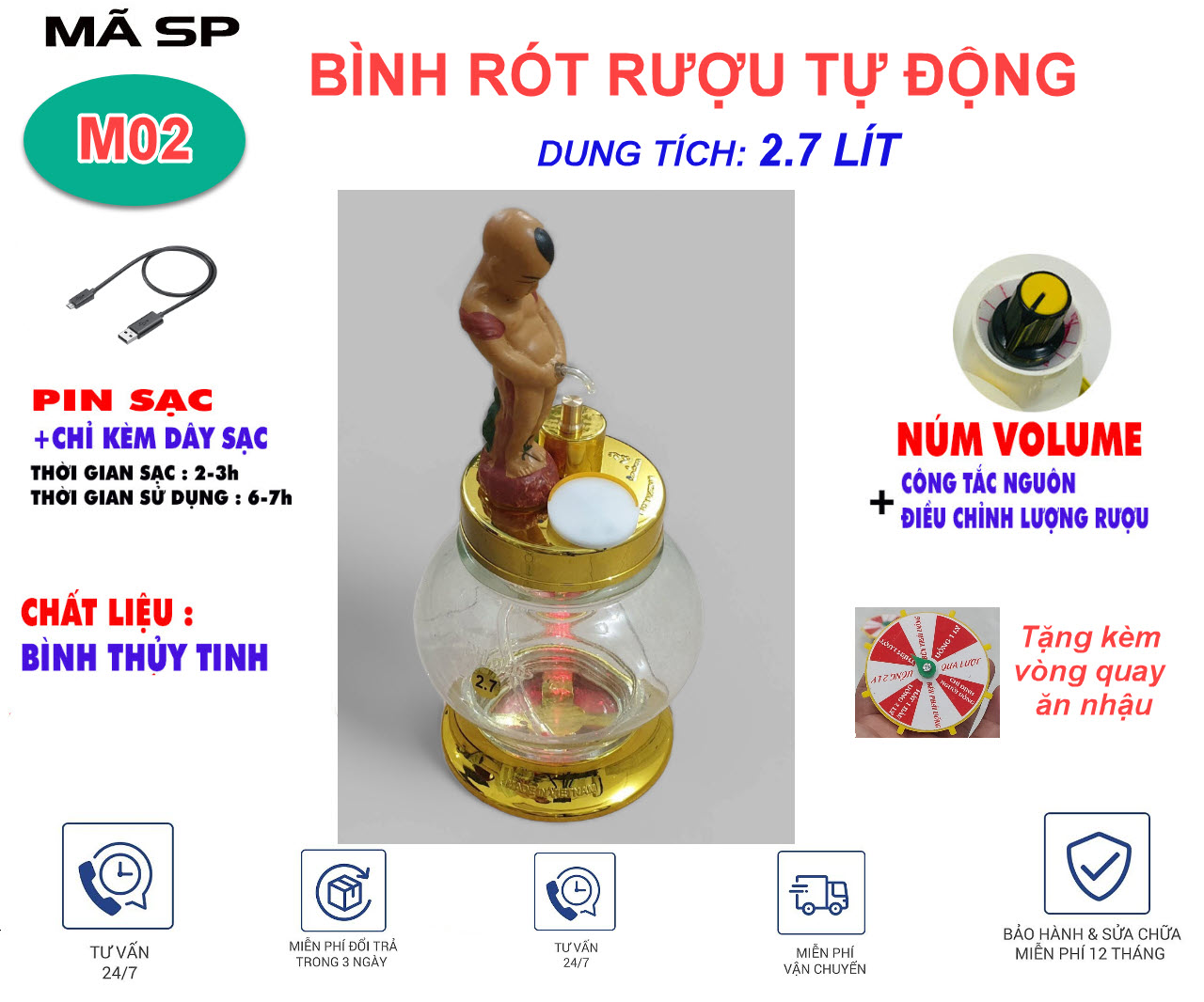 bình rót ruou tự động chú tiểu cảm ứng  V2