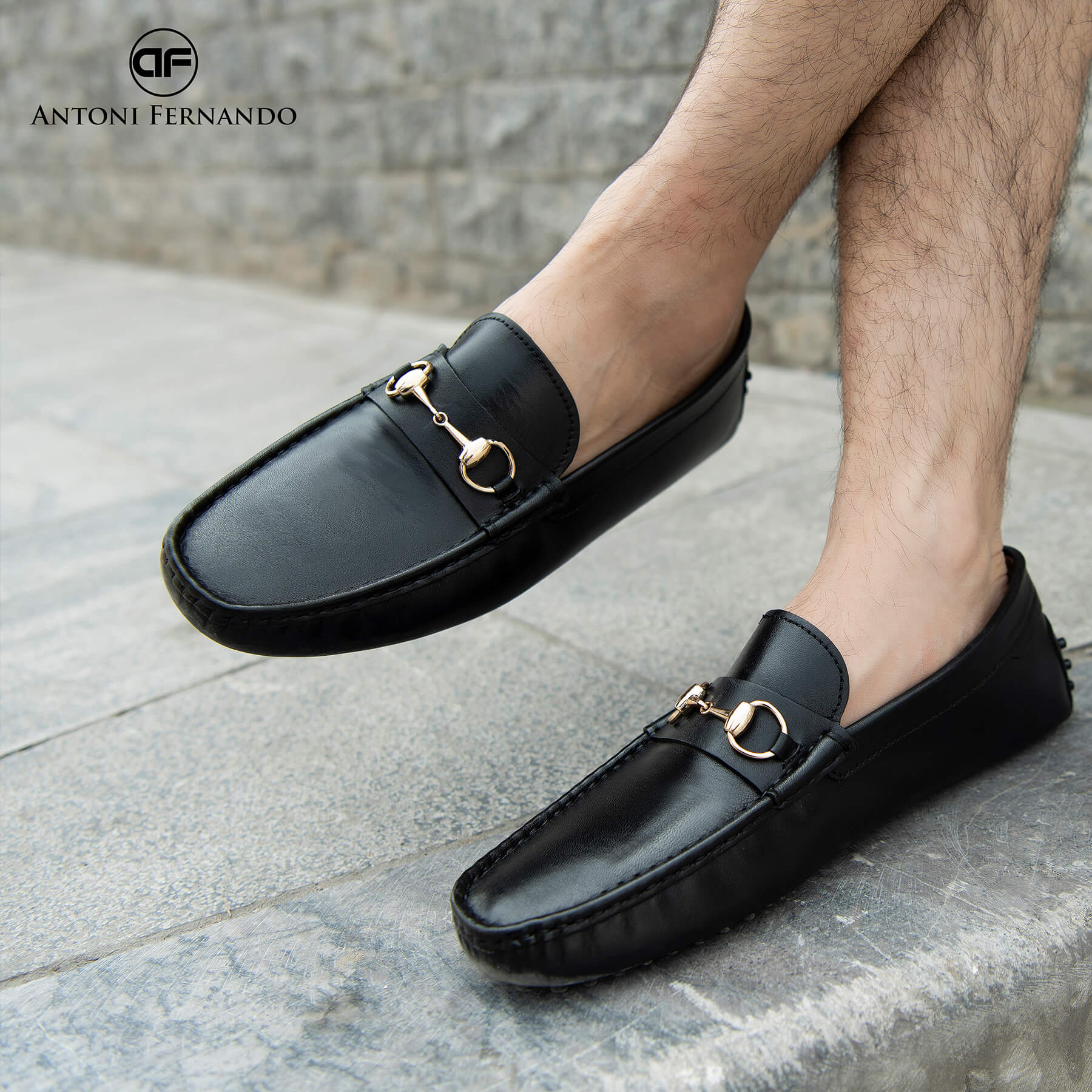 Giày nam, giày mọi nam da bò thật cao cấp chất liệu da mềm thương hiệu Antoni Fernando AF4021 - Màu đen