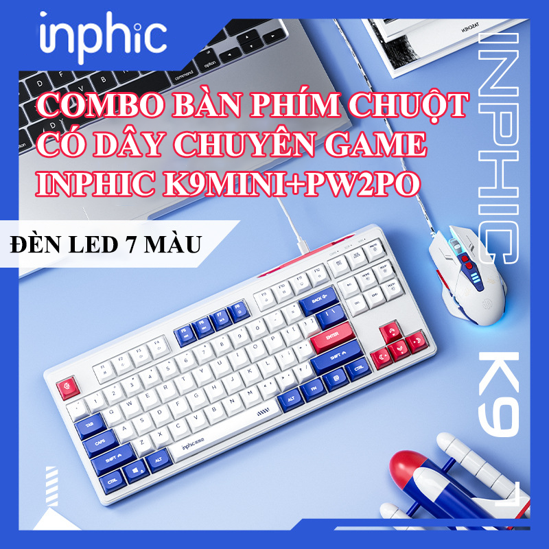 Combo bàn phím và chuột có dây chuyên game inphic k9mini + pw2pro có đèn led 7 màu cực đẹp dành cho game thủ