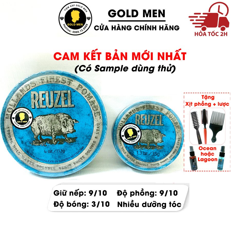 Reuzel blue pomade, pomade vuốt tóc 35g - 113g - 340g + tặng quà