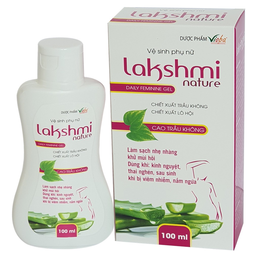 Dung Dịch Vệ Sinh Phụ Nữ Lakshmi Gel 100ml – Làm sạch nhẹ nhàng khử mùi hôi, với chiết xuất trầu không lô hội