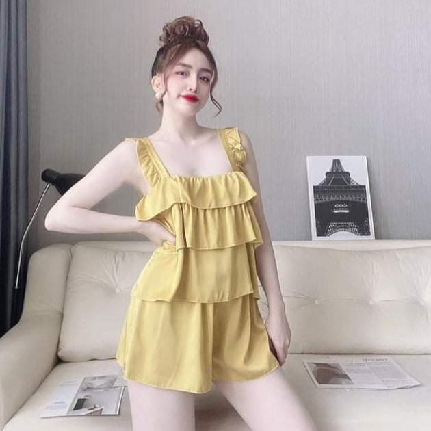 Set đồ ngủ 2 dây sexy co giãn lụa satin  Bộ ngủ 2 dây mát lạnh lụa satin loại 1 mềm mịn Freesize dưới 60kg