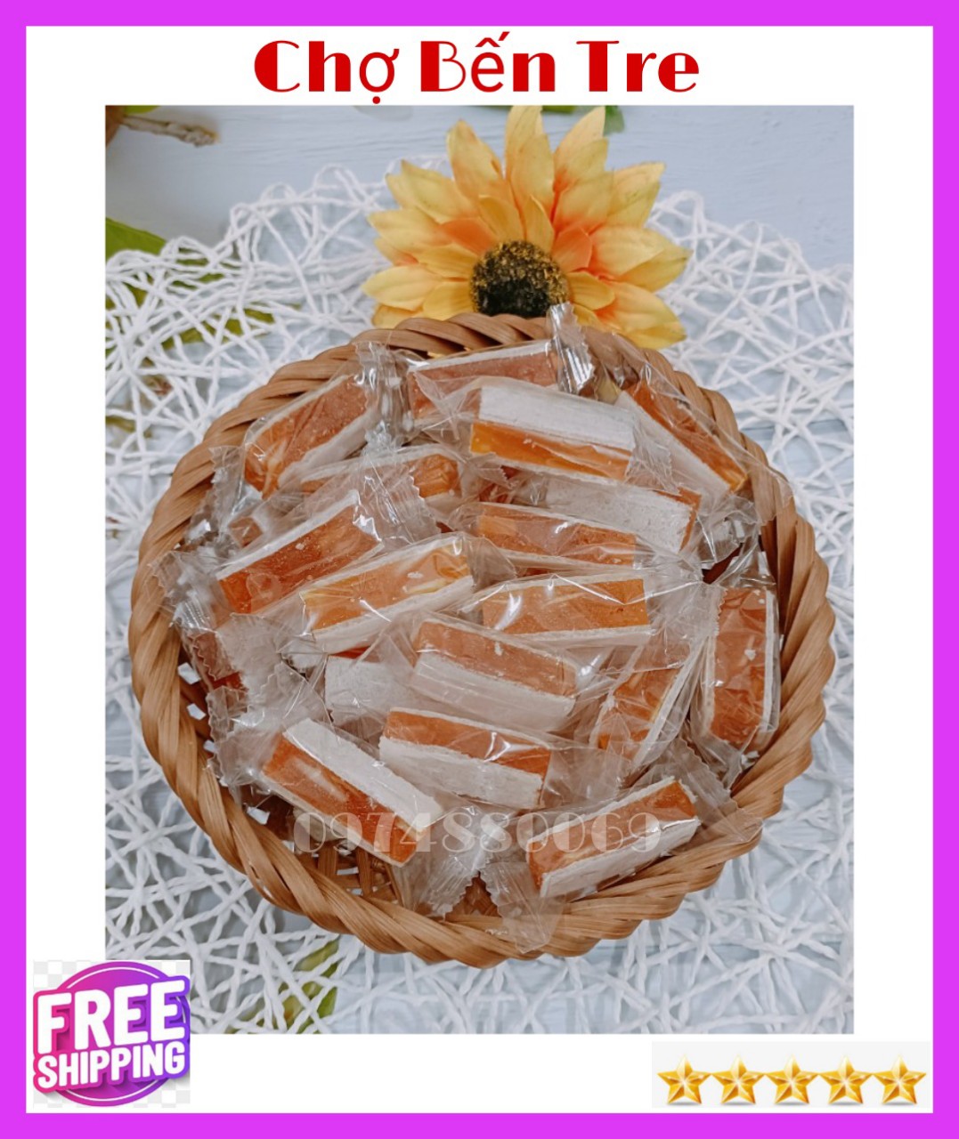 1kg kẹo khóm mít dừa non bến tre- chợ bến tre