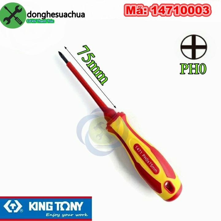 Vít bake cách điện ph0 kingtony 14710003 dài 75mm cán đỏ - vàng
