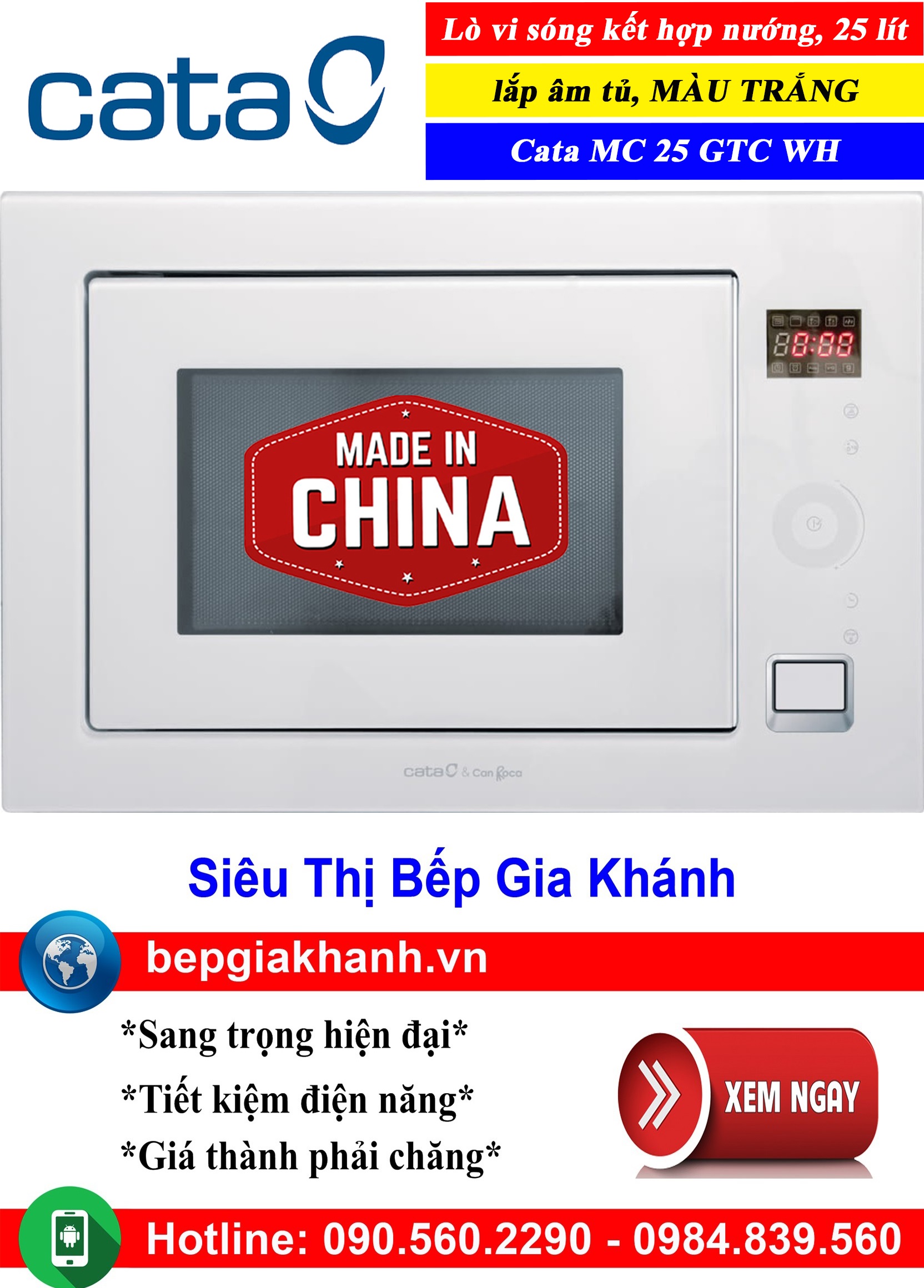 [HCM]Lò vi sóng kết hợp nướng MÀU TRẮNG lắp âm tủ Cata MC 25 GTC WH sản xuất Trung Quốc, lò vi sóng, lò vi sóng có nướng, lò vi sóng mini, lò vi sóng sharp, lò vi sóng điện mini, lò vi sóng aqua, lò vi sóng nhỏ