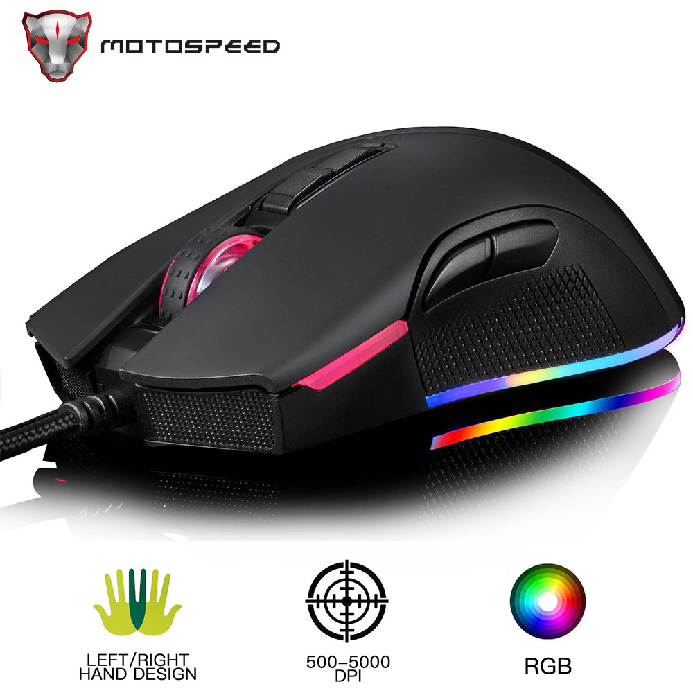 Motospeed v70 usb wired gaming mouse zeus6400 5000dpi rgb multi-color breath backlight for notebook computer gamer playe mouse