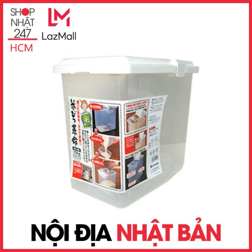 Thùng gạo nắp bật có bánh xe Nhật Bản 10kg nội địa Nhật Bản