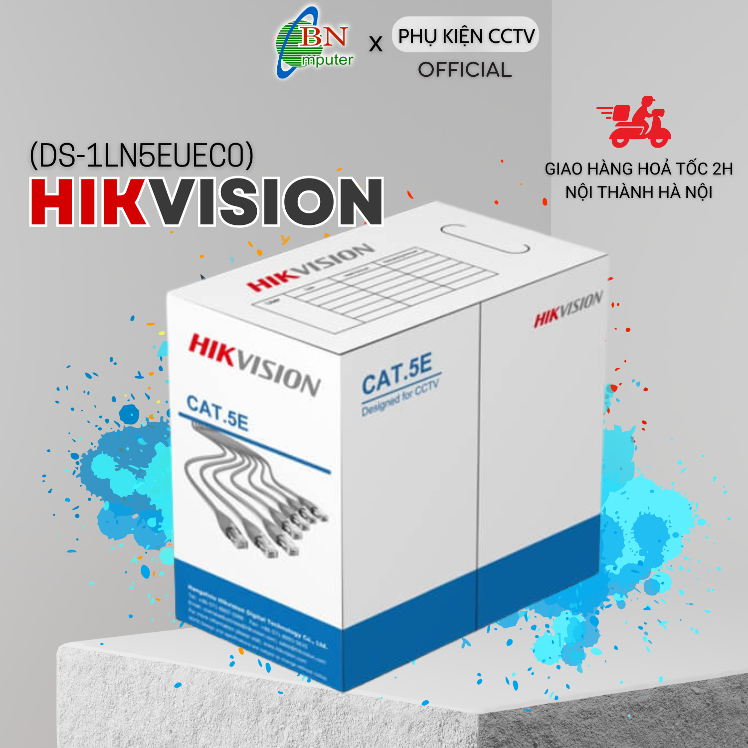 Cáp mạng hikvision cat5e ds-1ln5e-e/e lõi đồng nguyên chất