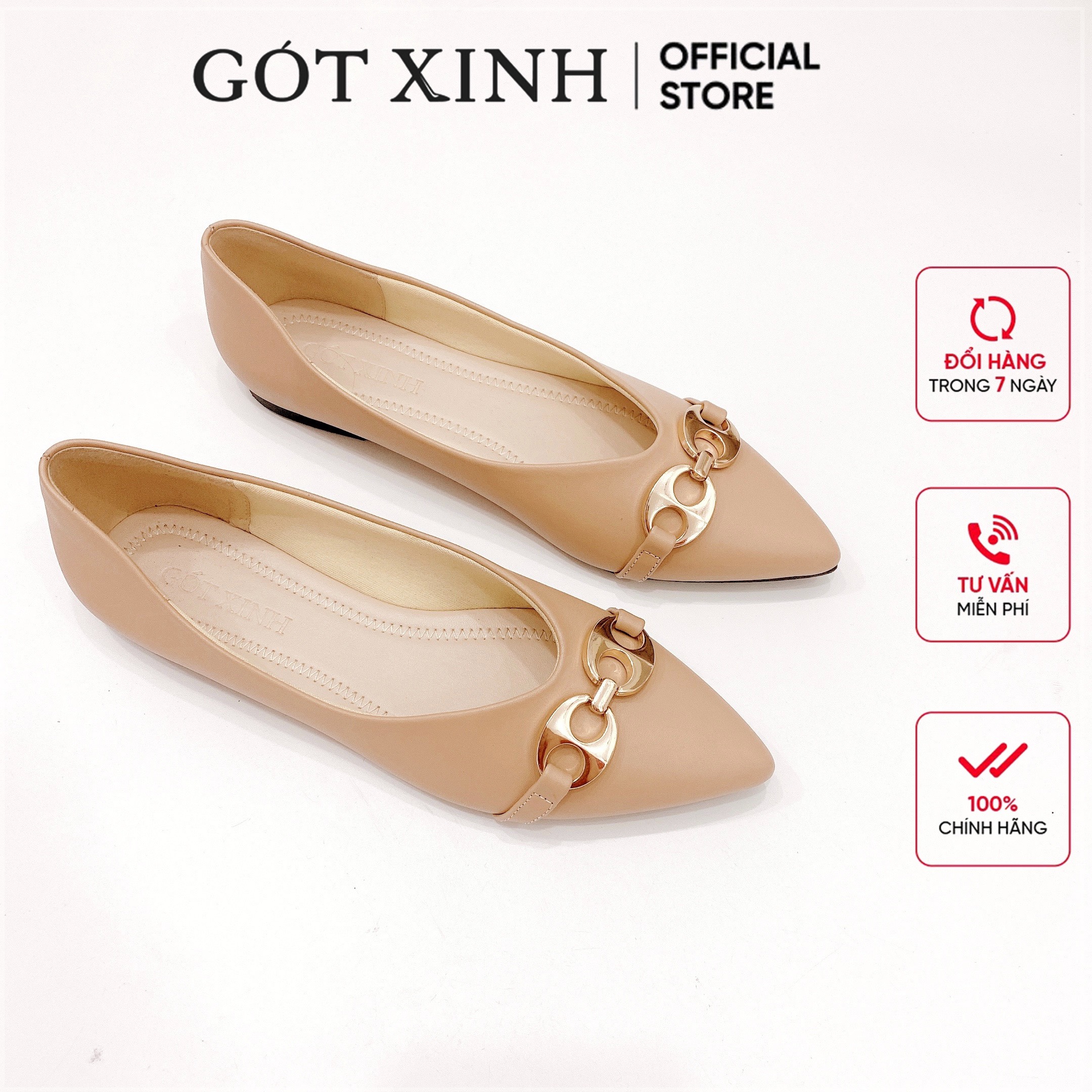 Giày búp bê nữ gót xinh gx39 da mờ đế bệt