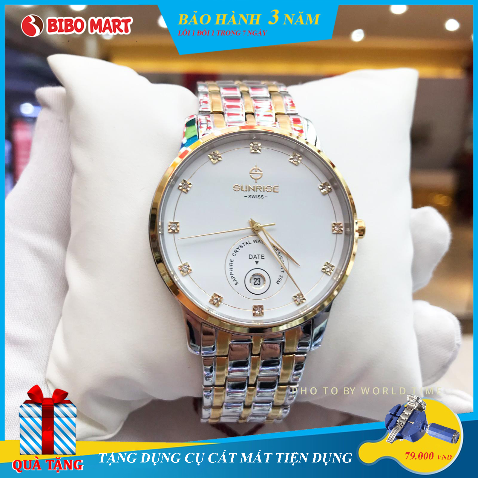 Đồng hồ nam sunrise 1138sa wg , full hộp , thẻ bảo hành hãng , kinh sapphire chống xước , chống nước , dây thép 316l