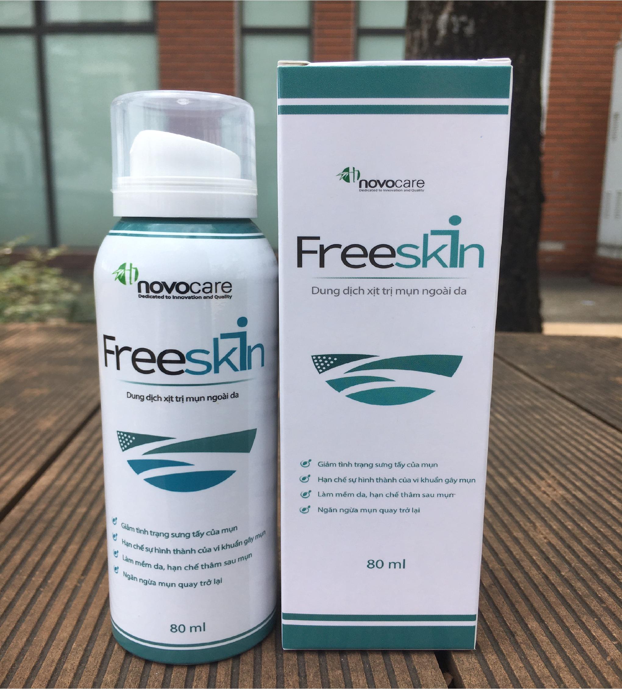 Xịt mụn lưng Freeskin novocare- giảm tình trạng sưng tấy , hạn chế vi khuẩn gây mụn, làm mềm da, hạn chế thâm mụn- Chai 80ml