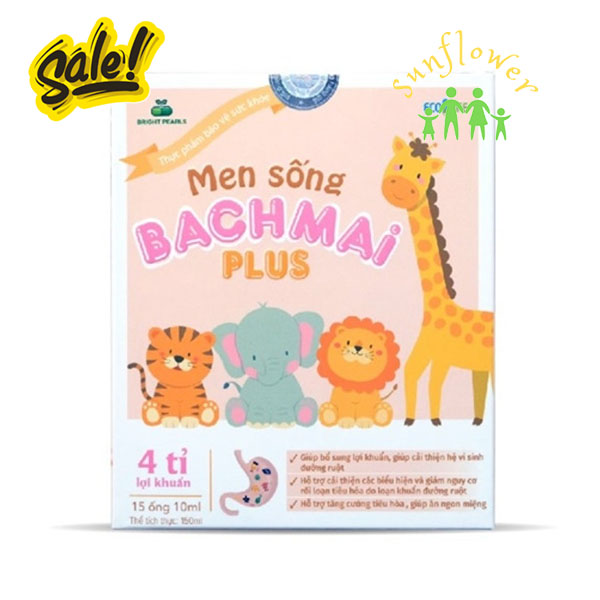 Men sống Bạch Mai Plus 15 ống 10ml chứa chất xơ và lợi khuẩn cho bé