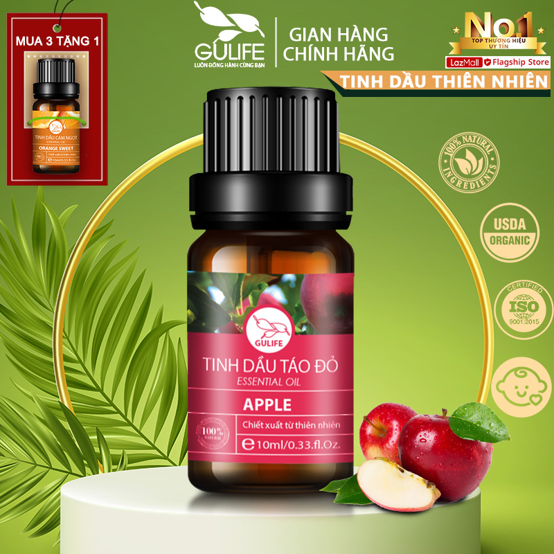 Nguyên Chất Tinh Dầu Táo Thơm Gulife 10ml - Chiết Xuất 100% Từ Thiên Nhiên - Nhiều Công Dụng Tốt Cho Sức Khỏe - Apple Oil 100% Nature