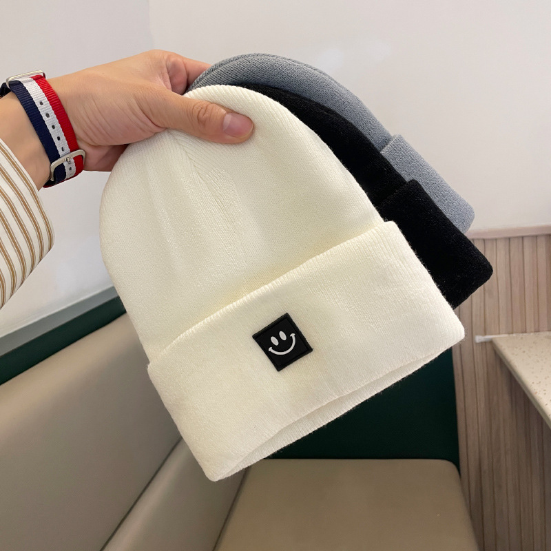 Nón len chóp Xì mai Mặt Cười - Mũ Beanie len Smile - NHShop