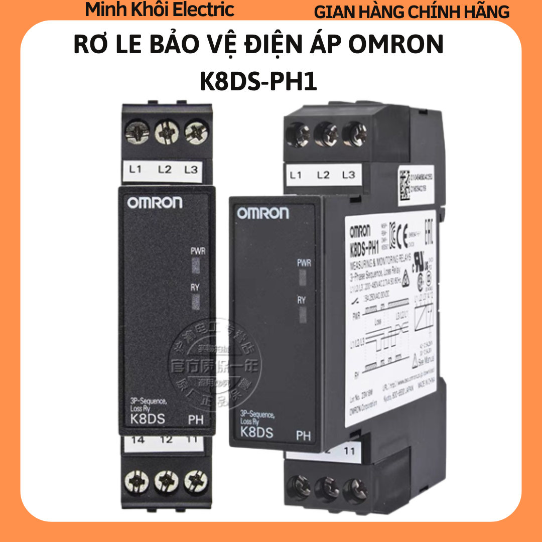Rơle bảo vệ điện áp Omron K8DS-PH1, rơ le bảo vệ pha K8DS-PH1,relay bảo vệ điện áp mất pha,bộ bảo vệ động cơ,bộ bảo vệ pha Omron,relay bảo vệ mất pha