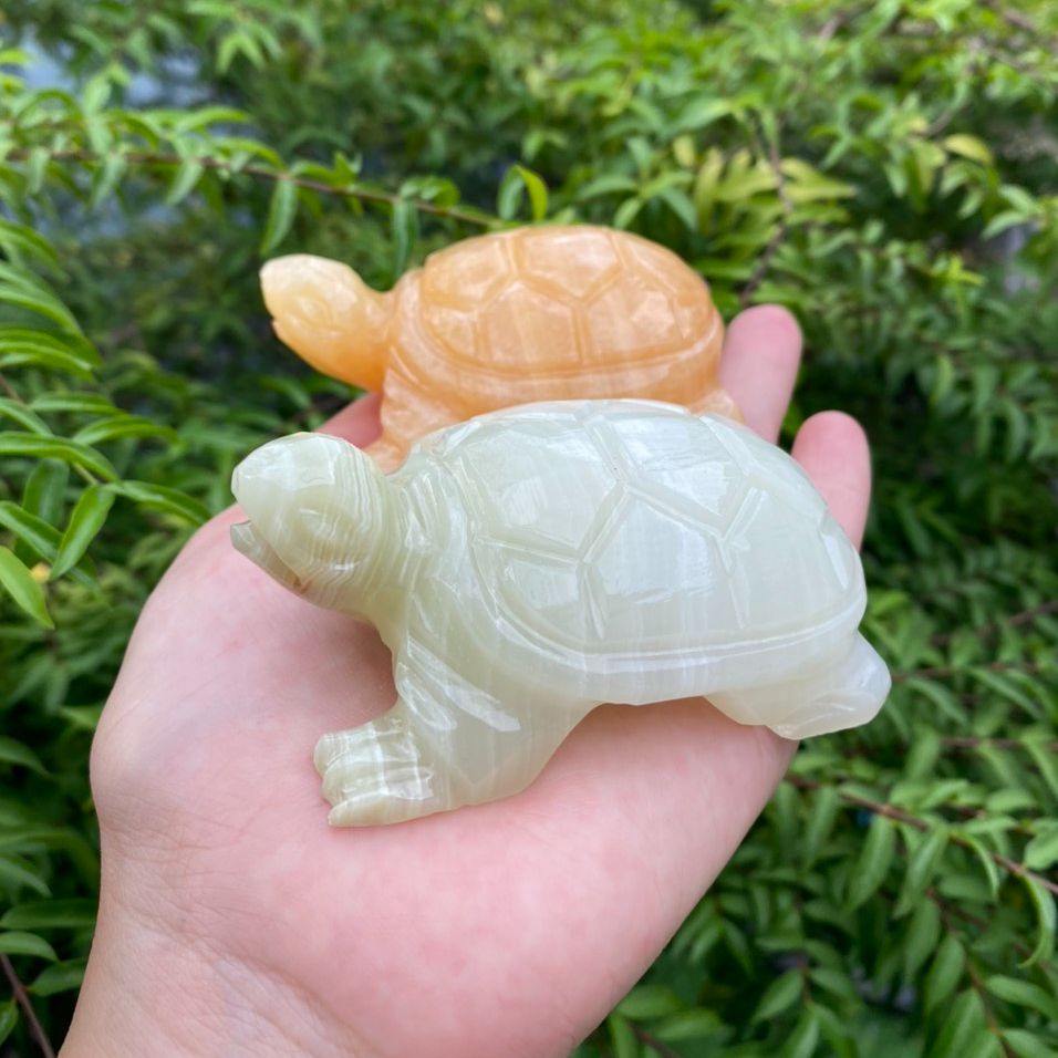 Rùa đá phong thuỷ 8cm đá ngọc tự nhiên | long quy để bàn may mắn tài lộc