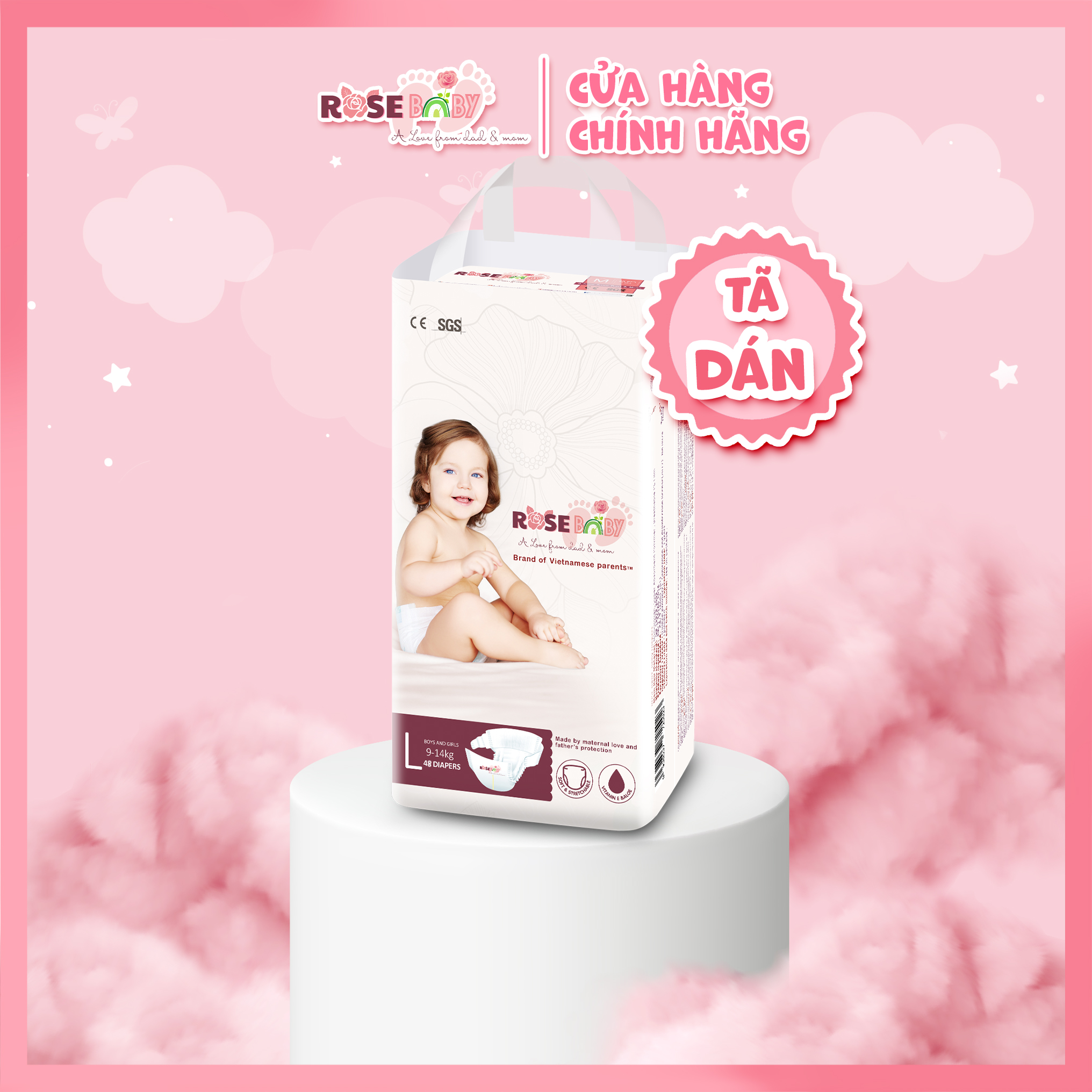 Bịch tã dán rose baby size l