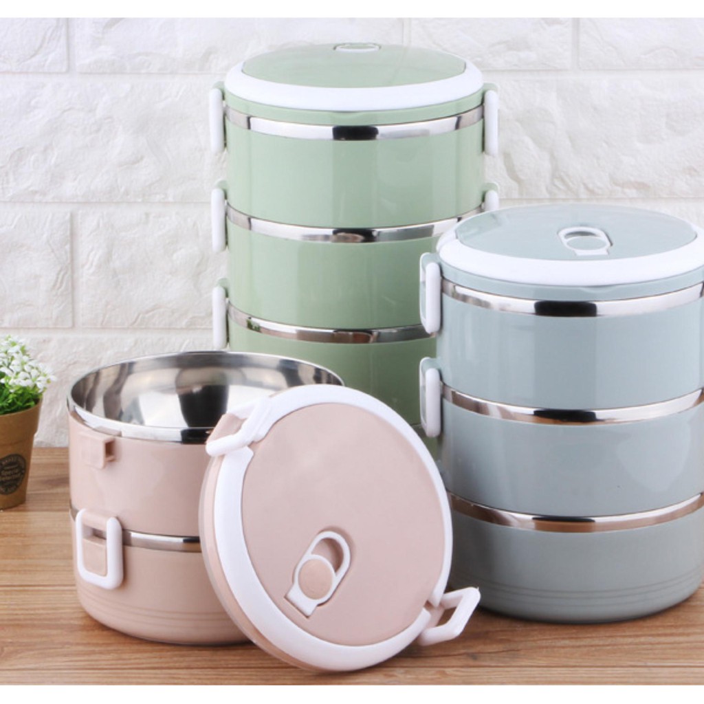 Cặp lồng 2 tâng, 4 tầng lúa mạch sang trọng - cà men 2 tầng , 4 tầng lõi inox 304 - hộp đựng cơm có khóa chống tràn