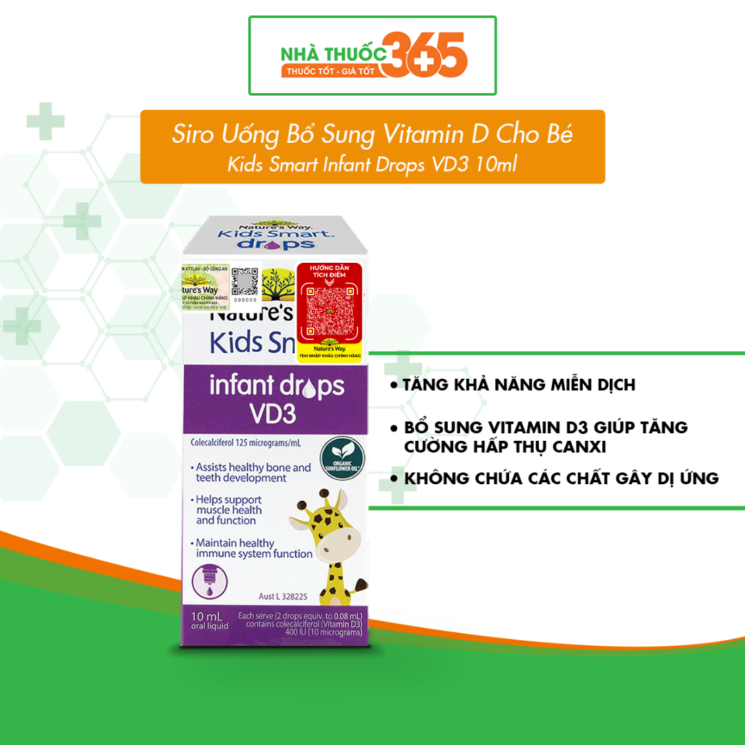 Siro uống nature's way kids smart infant drops vd3 bổ sung vitamin d cho bé 10ml