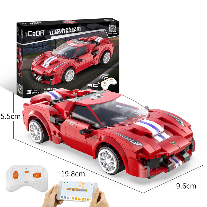 Đồ Chơi Lắp Ráp Kiểu LEGO Điều Khiển Từ Xa Doublee CaDA Bricks C51072 Ferrari 488 Race Car Với 306 Chi Tiết - Tay Cầm Điều Khiển RC Tần Số 2.4GHZ