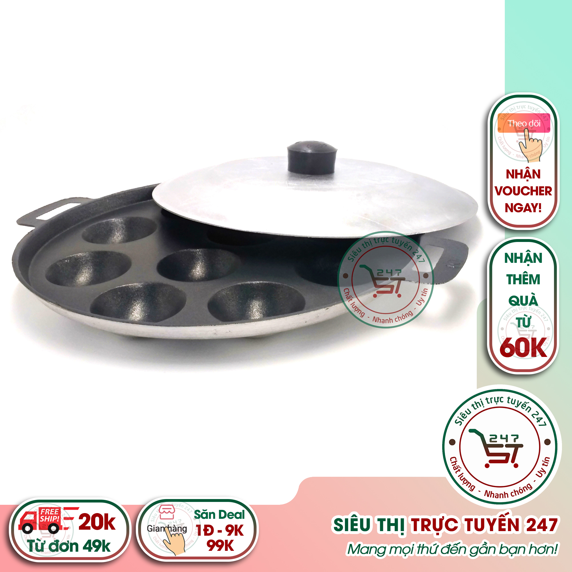 Khuôn bánh khọt chống dính 2 quai đa năng tiện lợi có thể làm khuôn bánh căn, khuôn bánh bèo dễ dàng|Siêu thị trực tuyến 247