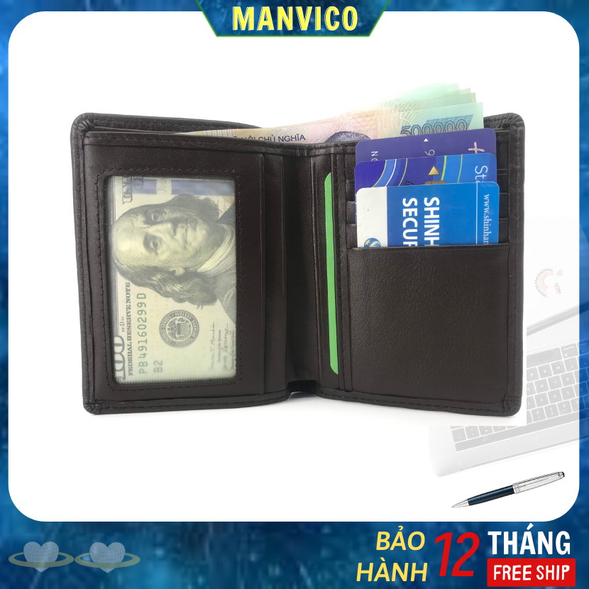 Ví da nam da bo cao cấp kiểu đứng may may thời trang NM01