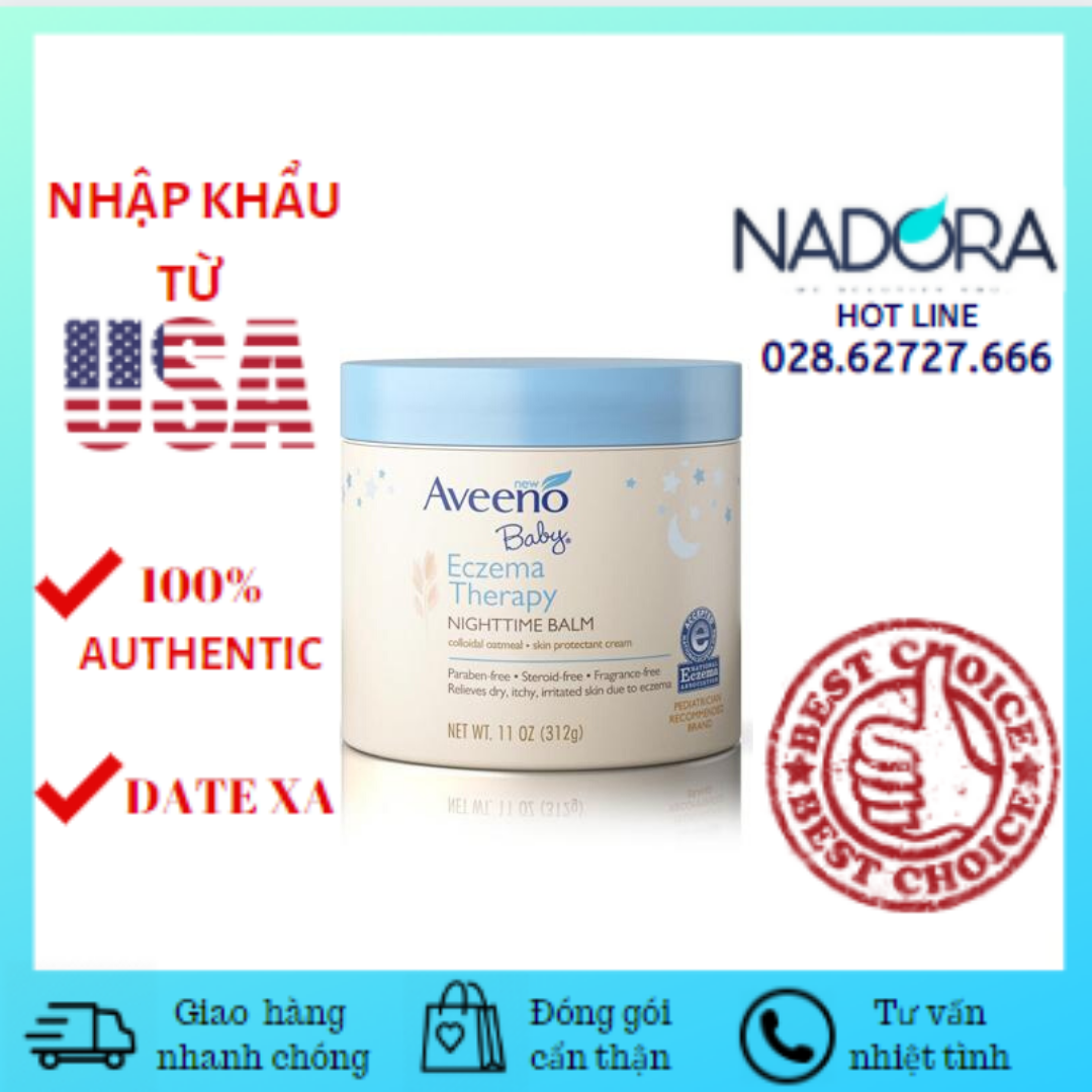 Kem Dành Cho Da Chàm Ở Trẻ Aveeno Baby Eczema Therapy Night Time Balm (312g)