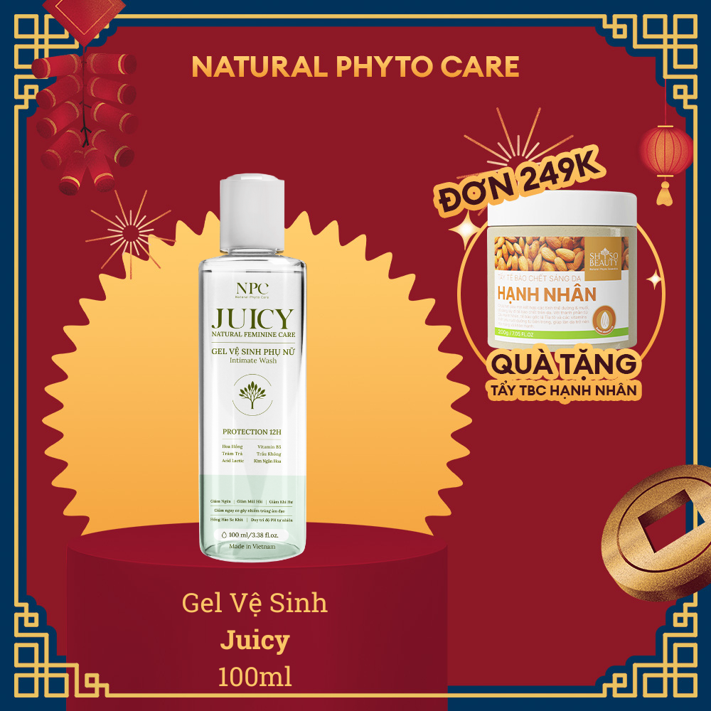 Dung dịch vệ sinh phụ nữ NPC Juicy tinh chất trầu không kháng khuẩn, làm sạch và giảm mùi hôi - chai 100ml