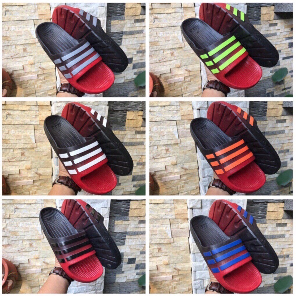 [HCM]Dép Nam Đúc 3 Sọc Quai Ngang Adidas Duramo Marbled Hàng VNXK ( Hình Thật ) - Đế Phun Đen Xanh Non Sọc Trắng 20201009 010