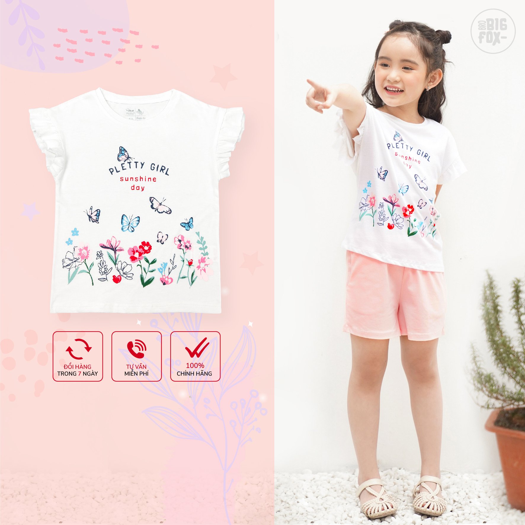 Áo Cộc Tay Cho Bé Gái Miss Meow Mùa Hè Chất Cotton In  PLETTY GIRL 3-11, Size Đại